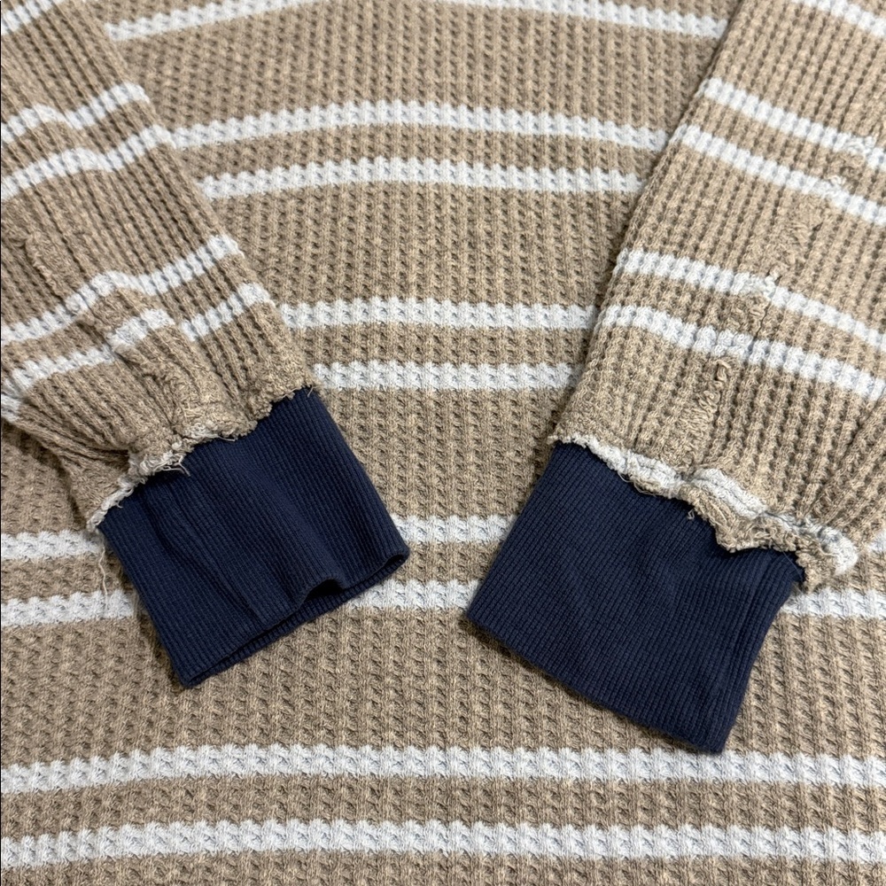 We The Free Striped Travis Polo Tee Heather Grey | Size S | Free People - Picture 6 of 7